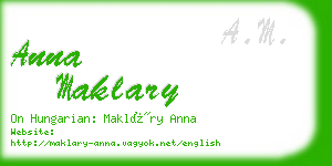 anna maklary business card